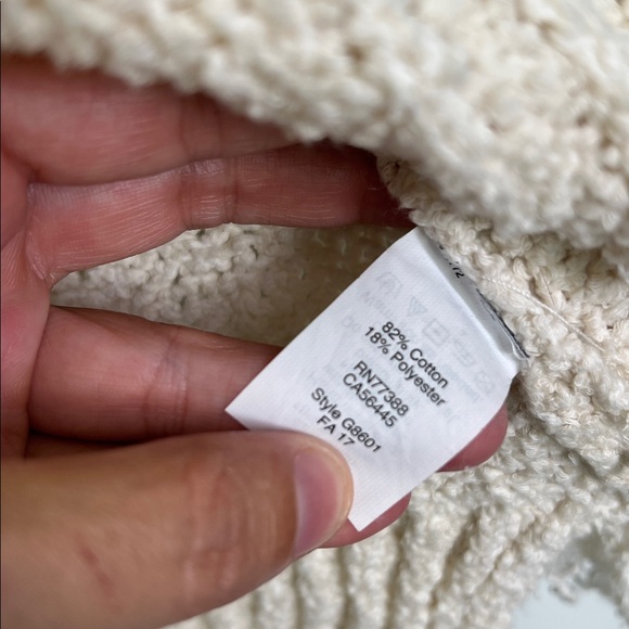 Madewell - Ivory Loop Edge Long Sleeve Chunky Crewneck Sweater Size Large - Picture 10 of 11